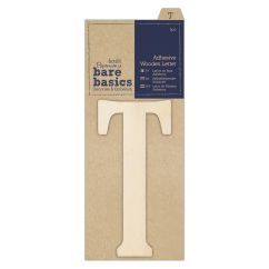 Forme decorative din lemn - litere adezive, litera T, (H) 10cm, natur, Bare Basics Papermania