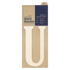 Forme decorative din lemn - litere adezive, litera U, (H) 10cm, natur, Bare Basics Papermania