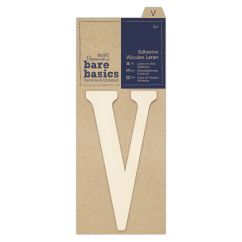 Forme decorative din lemn - litere adezive, litera V, (H) 10cm, natur, Bare Basics Papermania