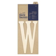 Forme decorative din lemn - litere adezive, litera W, (H) 10cm, natur, Bare Basics Papermania