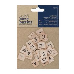 Forme decorative din lemn - litere, 20x20mm, 30 buc/set, natur, Bare Basics Papermania