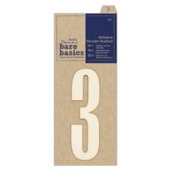 Forme decorative din lemn - numere adezive, cifra 3, (H) 10cm, natur, Bare Basics Papermania