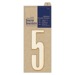 Forme decorative din lemn - numere adezive, cifra 5, (H) 10cm, natur, Bare Basics Papermania