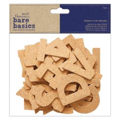 Forme decorative din pluta - litere adezive, (H) 5cm, 52 buc/set, maro, Bare Basics Papermania