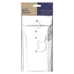 Plicuri dreptunghiulare cu capsa si snur, 3 dimensiuni diferite, 6 buc/set, alb, Bare Basics Papermania