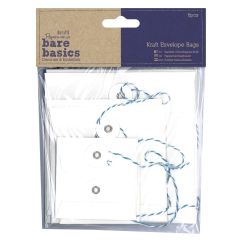 Plicuri patrate cu capsa si snur, 3 dimensiuni diferite, 6 buc/set, alb, Bare Basics Papermania
