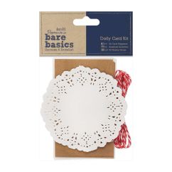 Set mini felicitari, cu dantela si snur alb/rosu, Bare Basics Papermania