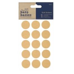 Stickere/abtibilduri kraft, etichete rotunde, 60 buc/sticker, Bare Basics Papermania