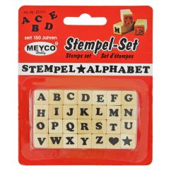 Mini stampile din lemn, litere, (H) caracter 6mm, 28 buc/set, Meyco