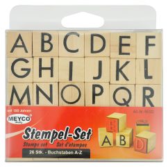 Mini stampile din lemn, litere, (H) caracter 10mm, 26 buc/set, Meyco
