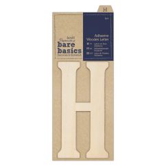 Forme decorative din lemn - litere adezive, litera H, (H) 10cm, natur, Bare Basics Papermania
