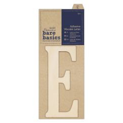 Forme decorative din lemn - litere adezive, litera E (H) 10cm, natur, Bare Basics Papermania
