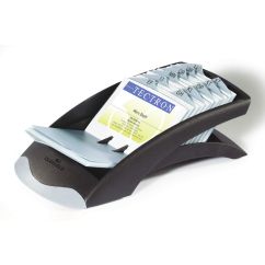 Suport liniar, pentru 200 carti de vizita, negru, Durable Visifix Desk