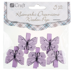Carlige decorative din lemn, fluturi, 3.5cm, 5 buc/set, lila, Dp Craft