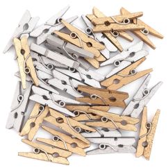 Mini carlige decorative din lemn, 2.5cm, 30 buc/set, auriu/argintiu, Dp Craft