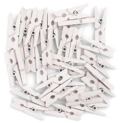 Mini carlige decorative din lemn, 2.5cm, 30 buc/set, alb, Dp Craft