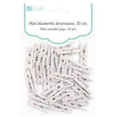 Mini carlige decorative din lemn, 2.5cm, 30 buc/set, alb, Dp Craft