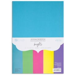 Carton colorat A4, 220 g/mp, 20 coli/set, diferite culori brights, Dp Craft