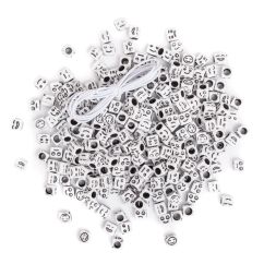 Margele emoticones din plastic, 6mm, 285 buc/set, alb, Dp Craft