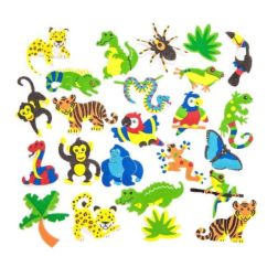 Stickere/abtibilduri din spuma, animale din jungla, 100 buc/set, Dp Craft