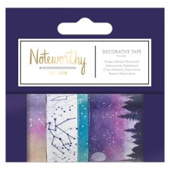Banda adeziva decorativa washi, 4 benzi cu latimi diferite x 5m, Constellations, Noteworthy