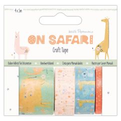 Banda adeziva decorativa washi, 4 benzi cu latimi diferite x 5m, On Safari, Papermania