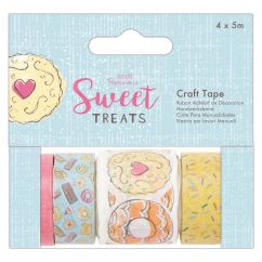 Banda adeziva decorativa washi, 4 benzi cu latimi diferite x 5m, Sweet Treats (dulciuri), Papermania