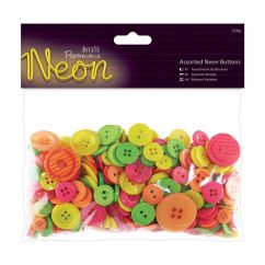 Nasturi decorativi din plastic, diferite modele si dimensiuni, 250g/set, neon, Papermania