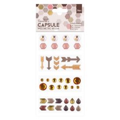 Strasuri/pietre adezive, diferite forme si dimensiuni, 39 buc/set, geometric mocha, Capsule, Papermania