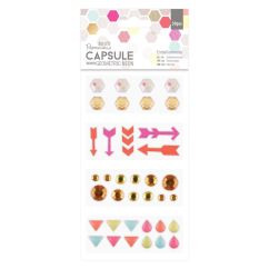 Strasuri/pietre adezive, diferite forme si dimensiuni, 39 buc/set, geometric neon, Capsule, Papermania