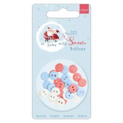 Nasturi decorativi din plastic, 11.5mm, 30 buc/set, rosu/bleu/alb, At Home with Santa, Papermania