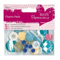 Nasturi decorativi/flori din plastic, diferite forme si dimensiuni, 32 buc/set, Papermania