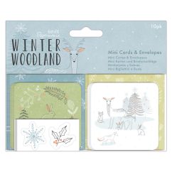 Mini felicitari de Craciun, 10 buc/set, Winter Woodland, Papermania