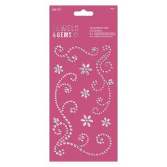 Stickere/abtibilduri, flori din strasuri/pietre adezive, 8 buc/set, Jewels&Gems