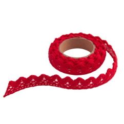 Dantela decorativa adeziva din bumbac, 1.8m, rosu, Dp Craft