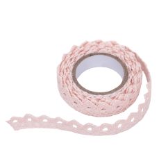 Dantela decorativa adeziva din bumbac, 1.8m, roz, Dp Craft