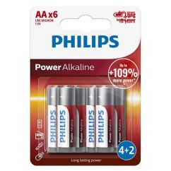 Baterii alcaline AA (LR6), 1.5V, 6 buc/set, Philips