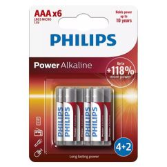 Baterii alcaline AAA (LR3), 1.5V, 6 buc/set, Philips
