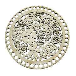 Baza din lemn pentru cosuri, forma rotunda cu flori, Ø 20cm, Dp Craft