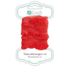 Panglica decorativa din tul cu trandafiri, 2.5cm x 1m, rosu, Dp Craft