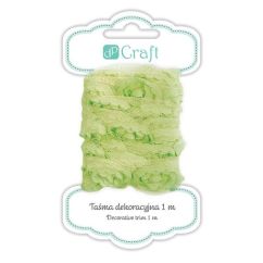 Panglica decorativa din tul cu trandafiri, 2.5cm x 1m, verde lime, Dp Craft