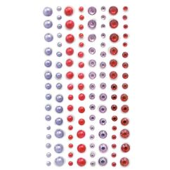 Strasuri/pietre si perle adezive, Ø 3/4/5/6mm, 120 buc/set, cranberry&lavender, Dp Craft