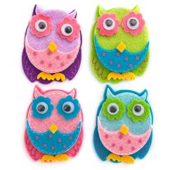 Forme decorative din fetru - bufnite 3D, autoadezive, 4 buc/set, Dp Craft