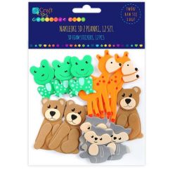 Forme decorative din spuma/hartie gumata - animalele din padure 3D, autoadezive, 12 buc/set, Dp Craft