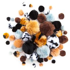 Pom Pom, dimensiuni diferite, 56 buc/set, animal print, Dp Craft