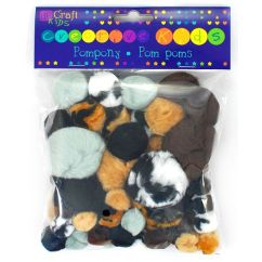 Pom Pom, dimensiuni diferite, 56 buc/set, animal print, Dp Craft