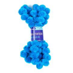 Pom pom ghirlanda, 120cm, Ø 25mm, albastru, Dp Craft