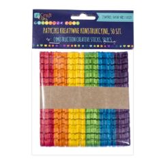 Bete creative pentru constructii din lemn, 11.5x1cm, 50 buc/set, diferite culori, Dp Craft