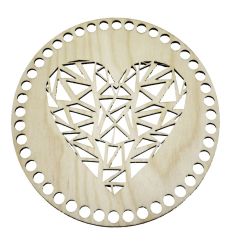 Baza din lemn pentru cosuri, forma rotunda cu inima, Ø 20cm, Dp Craft
