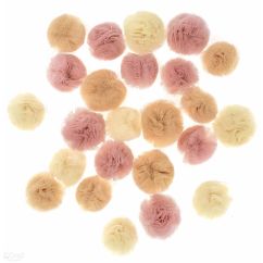 Pom Pom din tulle, 2.5x3cm, 24 buc/set, nude, Dp Craft